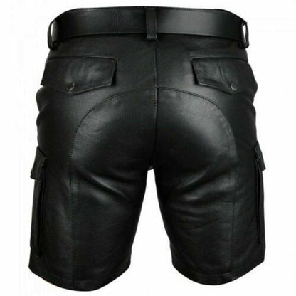 New Product Best-selling Hot Sale Solid Color PU Casual Men's Short Leather Pants Shorts