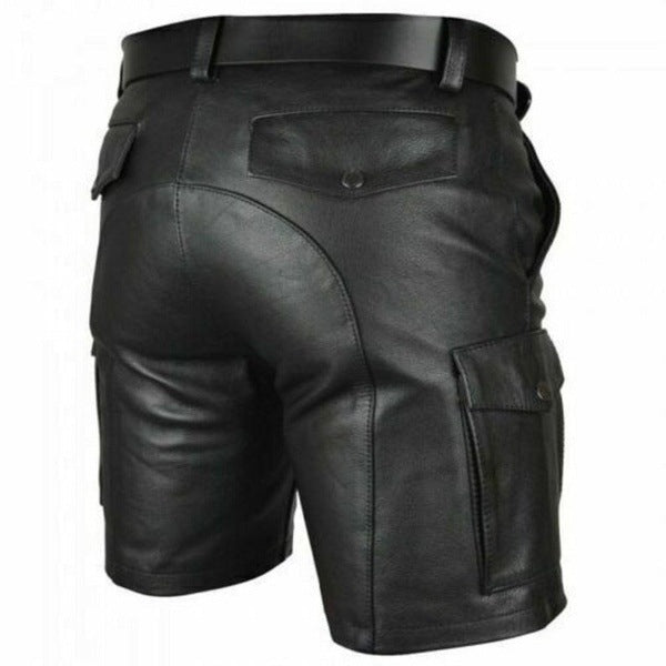 New Product Best-selling Hot Sale Solid Color PU Casual Men's Short Leather Pants Shorts