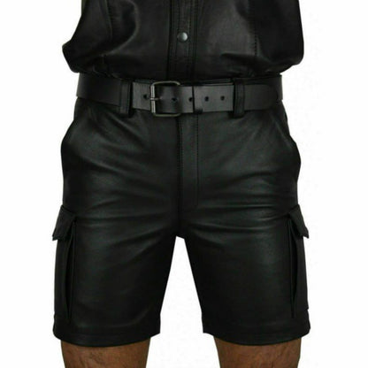 New Product Best-selling Hot Sale Solid Color PU Casual Men's Short Leather Pants Shorts