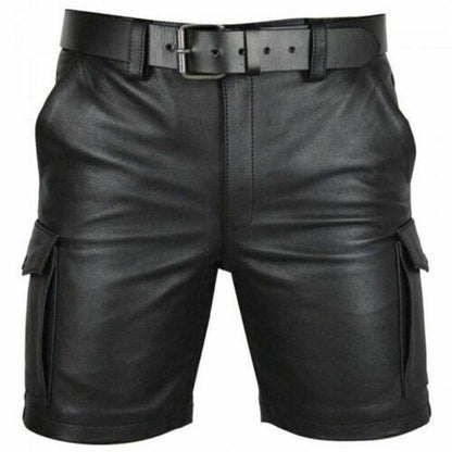 New Product Best-selling Hot Sale Solid Color PU Casual Men's Short Leather Pants Shorts