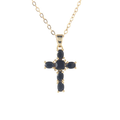 Simple Fashion Copper Micro Inlay Cross Stainless Steel Necklace Light Luxury Clavicle Chain