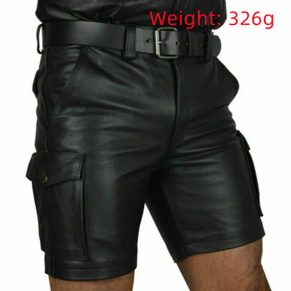 New Product Best-selling Hot Sale Solid Color PU Casual Men's Short Leather Pants Shorts